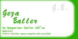 geza baller business card